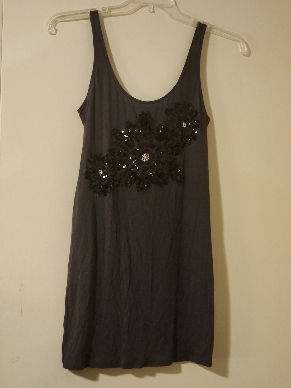 Express Whimsigoth Dreanweight Women's Y2K Tank Top In Gray/Black Solid Sequin S